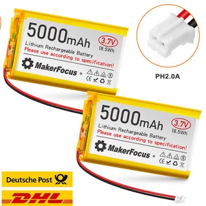 2 x 3,7 V 5000 mAh LiPo-Akku, wiederaufladbar, 1S 3C 105080 Lithium-Polymer-Akku - Bild 1 von 9