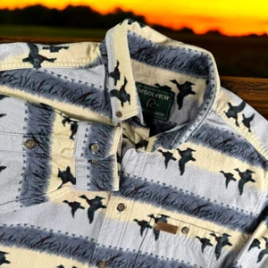 Camisa Woolrich Ducks Ilimitada L Lana Chamarra Franela Mallardos Salón de Caza - Imagen 1 de 13