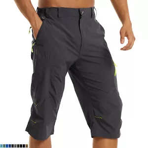 Pantalones Cortos Carga Para Hombre Informales Senderismo Trabajo Pantalones Cortos 3/4 Largo Debajo de la Rodilla 4 Bolsillos con Cremallera - Imagen 1 de 62