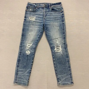 Pantalones de mezclilla American Eagle para hombre 33 x 30 calce atlético desgastados lavado medio - Imagen 1 de 16