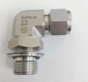 1/2 Bohrung Edelstahl Kompression x 1/2 Außengewinde BSP positionierbarer Bogen  - Bild 1 von 2