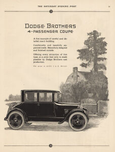 1924 Dodge Coupe: Fine Example Careful Detailed Coach Vintage Print Ad