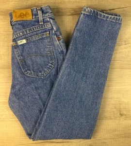 Vintage Lee Slim Jeans 80s 90s Blue Denim Girls Womens 29 Slim (Actual 22X26) - Picture 1 of 20