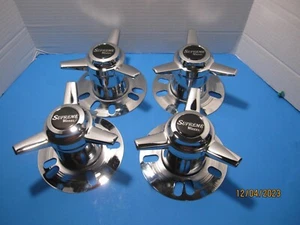 4 ASTRO SUPREME CENTER CAPS 3 BAR SPINNERS/KNOCK OFF UNILUG WHEELS 15 14 BLAC - Picture 1 of 2
