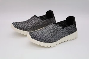 BERNIE MEV ZIP FLY SIZE 37 SLIP ON SHOES BLACK SHIMMER MEMORY FOAM - Picture 1 of 4