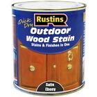 Rustins Quick Dry Outdoor Wood Stain Ebony Satin 1 Litre Stains Finishes in One