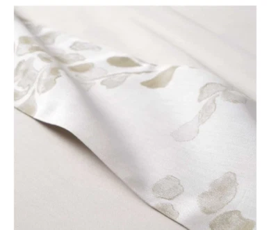 Новый с Ярлыками новый Yves Delorme королева плоский лист 94 x 116» бежевый дамасский листья границы Франции - Изображение 1 из 4