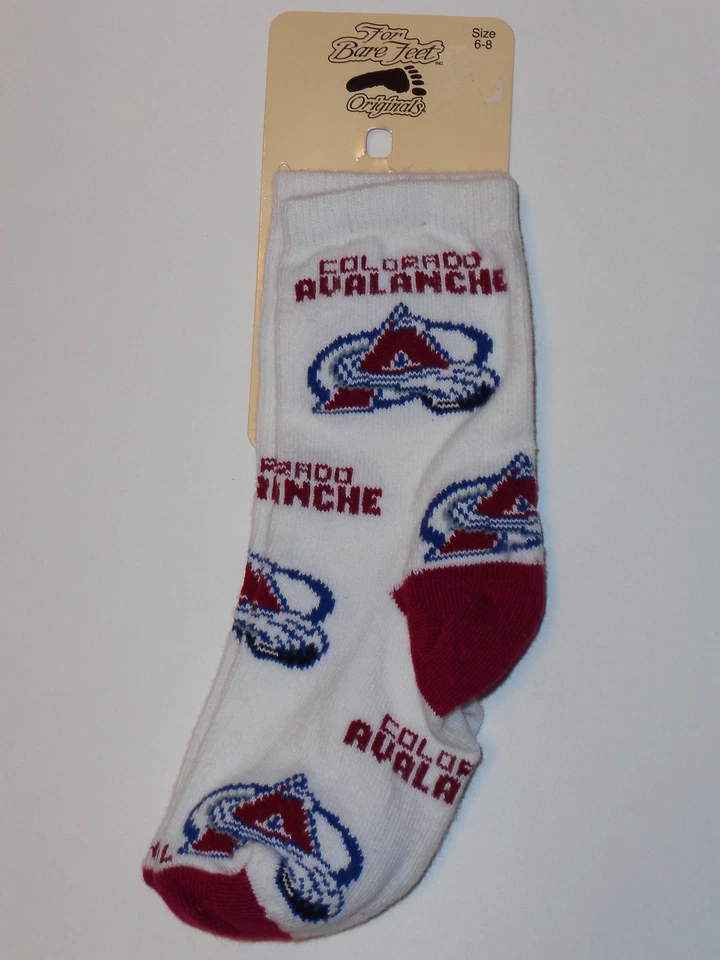 Colorado Avalanche Youth Size (6-8) Crew Socks Cotton and Stretch Nylon FREE S&H - Image 1 of 1