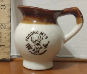 Jarra de recuerdo de cerámica esmaltada pequeña MCM de colección Pocono Mountains Pennsylvania EE. UU. - Imagen 1 de 2