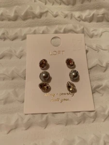 $29.50 Loft 3 Pair Stud Earrings D17 - Picture 1 of 5