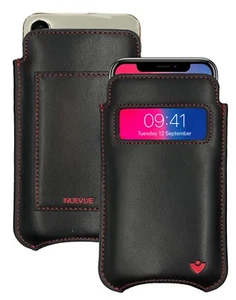 IPHONE 12 Pro Étui Noir Nappa Cuir NueVue Désinfectantes Portefeuille - Photo 1 sur 7