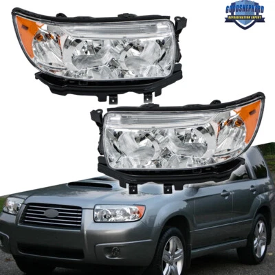 Headlamps For Subaru Forester 2.5 XS/XT 2006 07 08 Halogen Headlights Chrome Set - Image 1 of 4