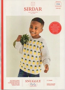 Sirdar Knitting Pattern 2566 Sweater Snuggly Replay DK Pineapple Fruit Age 3 - 7 - Picture 1 of 13