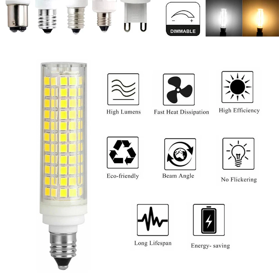 Dimmable LED Lampen 15W 136LEDs Bulb E14 Mais Light 110V 220 Volt Cool Weiß 2835 - Bild 1 von 1