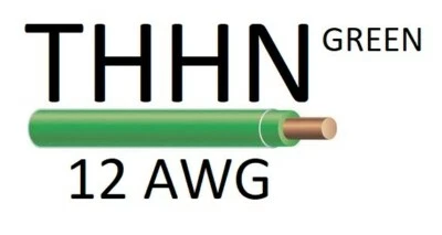 Alambre de cobre THHN 12 AWG verde macizo 50' cortado a medida ¡Envío rápido! Foto 1 de 2