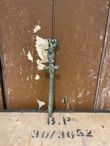 Paper Knife In Green Painted Bronze With Mermaid Letter Opener Collectable - Picture 1 of 16