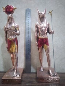 Egyptian God Ebros Anubis & God Amun Ra -Stone 13" 3KG copper painting 13 inch - Bild 1 von 24