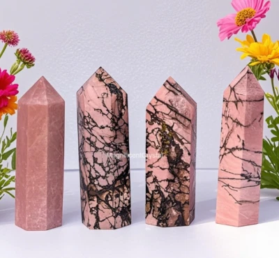 1lb Wholesale Lot Rhodonite Tower Obelisk Wand Chakra Healing Reiki Crystal Deco - Image 1 of 4