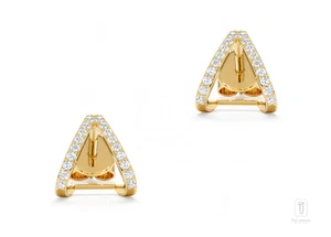 Oro 14K 1,6 Gms.  Pendientes Huggie con flecha de diamantes - delicados aros para mujer - Imagen 1 de 7