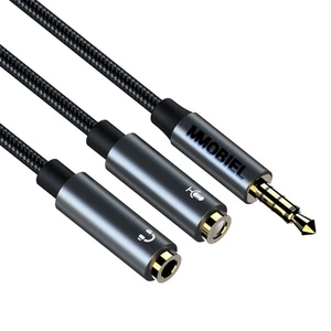 Headphone Splitter 3.5mm Mic and Audio Splitter 1 Male to 2 Female 1 ft - Picture 1 of 6