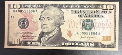 $10 Dollar Bill Fancy Serial Number Repeating Pairs 2021 Series 🔥👀 - Image 1 of 4