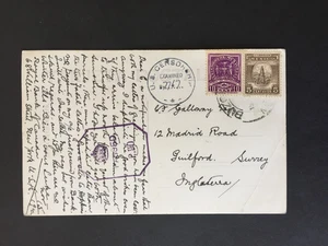 MEXIKO 1940er 5c + 10c AUF LOKALER POSTKARTE NACH GUILDFORD GB - Bild 1 von 2