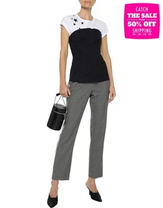 REBECCA MINKOFF Trousers Size XS Houndstooth Knitted Stripes Cropped RRP €235 - Picture 1 of 7