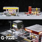 1/64 Diorama Car Garage Model LED Lights Street Building Parking Lots Display US