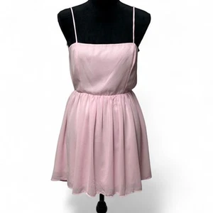 Lucy In The Sky Mini Dress Size L Pink Chiffon A-line Tie Back Detail Backless - Bild 1 von 8