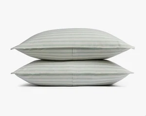 Parachute Relaxed Linen Striped Sham Set - Standard - Jade & Parchment - Picture 1 of 5