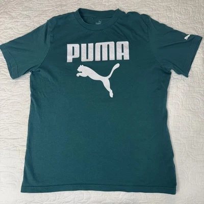 Mujer Pequeña Mediana PUMA Camiseta Verde 3D Silicona Logo Algodón Foto 1 de 4