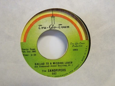 The Sandpipers Ballad To A Missing Lover/All Over But The Crying Rock 7" 45 RPM Foto 1 de 2