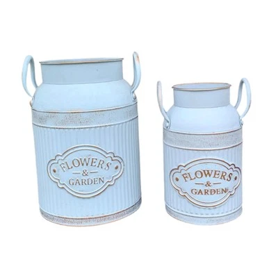 2x Chic Jarra Jarrón Metal para Oficina Sala Arreglos Florales Secos Foto 1 de 2