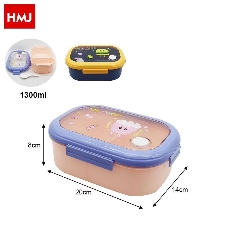 x Lunch Box Scatola Porta Pranzo Ermetica in Plastica 1300ml Scuola 28730 hmj - Immagine 1 di 1