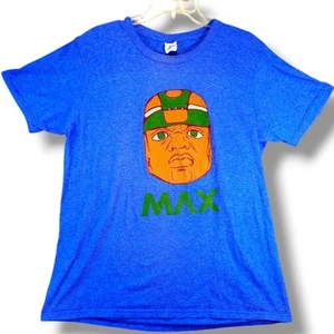 Y2K Olmec Head Max Tribal T-Shirt Men's L Blue Tribal Short Sleeve Cotton Yazbek - Picture 1 of 9