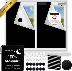 Magnetic Blackout Blind Portable Curtain W/ Suction Cups & Magnets - Picture 1 of 12