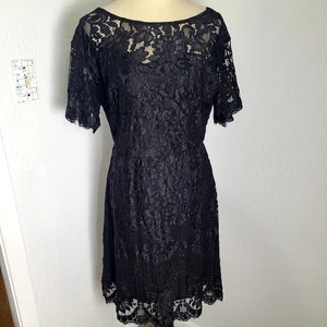 MSLG Elegant Formal Black Lace Dress with V in the Back, Size XL - Picture 1 of 12