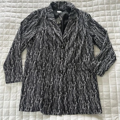 Blazer para mujer AVENUE 18/20 Negro Blanco Abstracto Punto elástico Casual Trabajo de viaje Foto 1 de 4