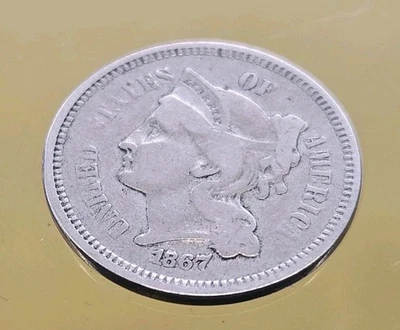 1867 Philadelphia Mint Three Cent Coin - Image 1 of 2