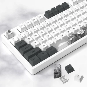 Ink Lotus Custom Keycaps, 140 Set PBT OEM Profile Dye Sublimation ANSI/ISO La... - Picture 1 of 3