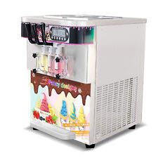 Kolice Commercial 3 Flavors Soft Ice Cream Machines,upper hoppers coolated