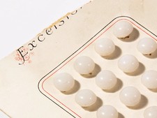 Card (24) 9mm Czech Deco vintage "Excelsior" pearl white doll glass buttons