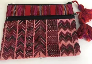 Borsa trucco Stela 9 borsetta rosa marrone rosso righe zip nappe nuova 2551-B - Foto 1 di 3