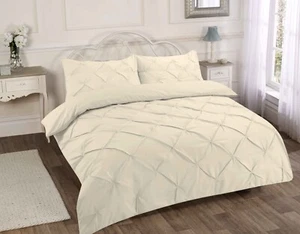 Cream Pintuck Pleated Alexander Duvet Pillow Cover Set Bedding Pillowcase Covers - Picture 1 of 2