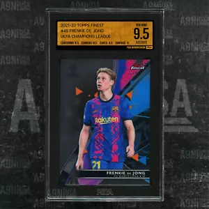 2021-22 TOPPS FINEST UEFA C/L #45 FRANKIE DE JONG BARCELONA PSGA 9.5 GEMME NUOVO DI ZECCA - Foto 1 di 3