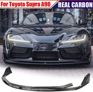 Real Carbon Front Bumper Lip Spoiler For Toyota Supra GR A90 MK5 Coupe 2019-2023 - Picture 1 of 12
