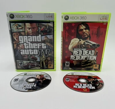 Lot of 2 Xbox 360 GTA IV & Red Dead Redemption No Maps/Manuals Tested Works VGUC - Image 1 of 4