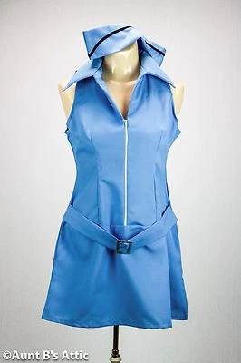 Stewardess Sexy 60's Retro Lt. Blue 2 Piece Flight Attendant Role Play Costume   - Image 1 of 2