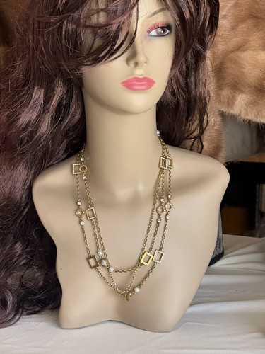 Collana stazione lunga Coach Rondell tono oro cristalli e strass rara