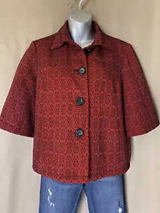 EUC! Coldwater Creek Blazer Jacket Sz Petite Med. Red / Black - Free Shipping - Picture 1 of 4